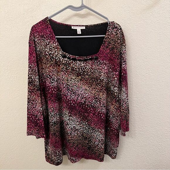 JM Collection Multi Color Short Sleeve Top Size 3X - Picture 1 of 5
